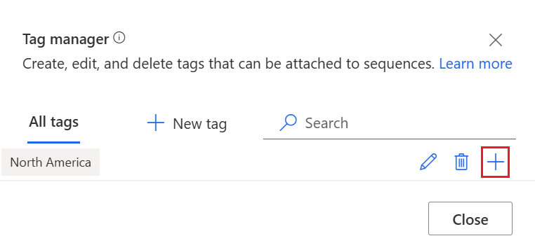 Screenshot of selecting the Add tag icon corresponding to a tag.