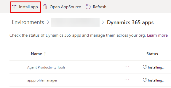 Screenshot of selecting the Sales app to install.