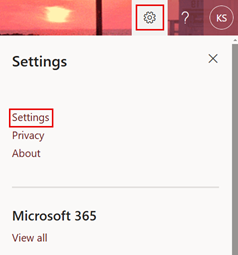 Select settings option Select settings option
