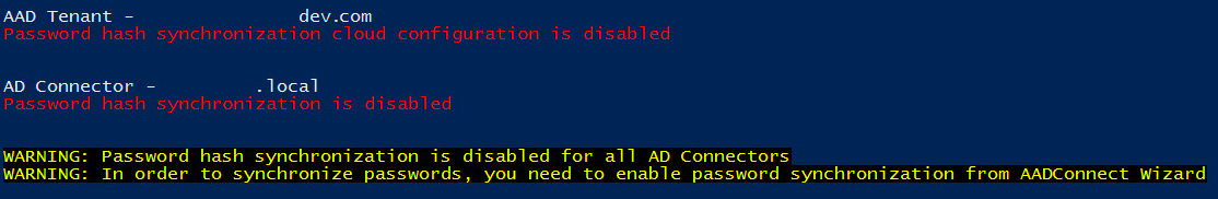 password hash synchronization isn't enabled