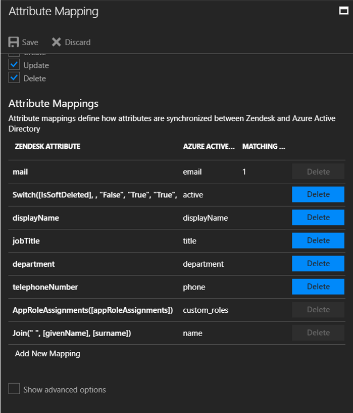 Screenshot of Zendesk matching user attributes