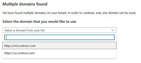 Screenshot that shows how to select domain.