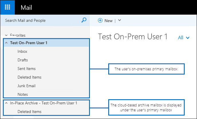 User can access their cloud-based archive mailbox in Outlook or Outlook on the web.