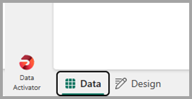 Screenshot of data activator switch between data mode and design mode.
