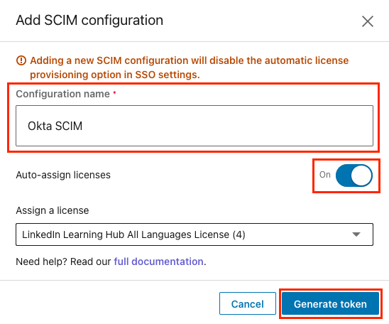 Generate SCIM token