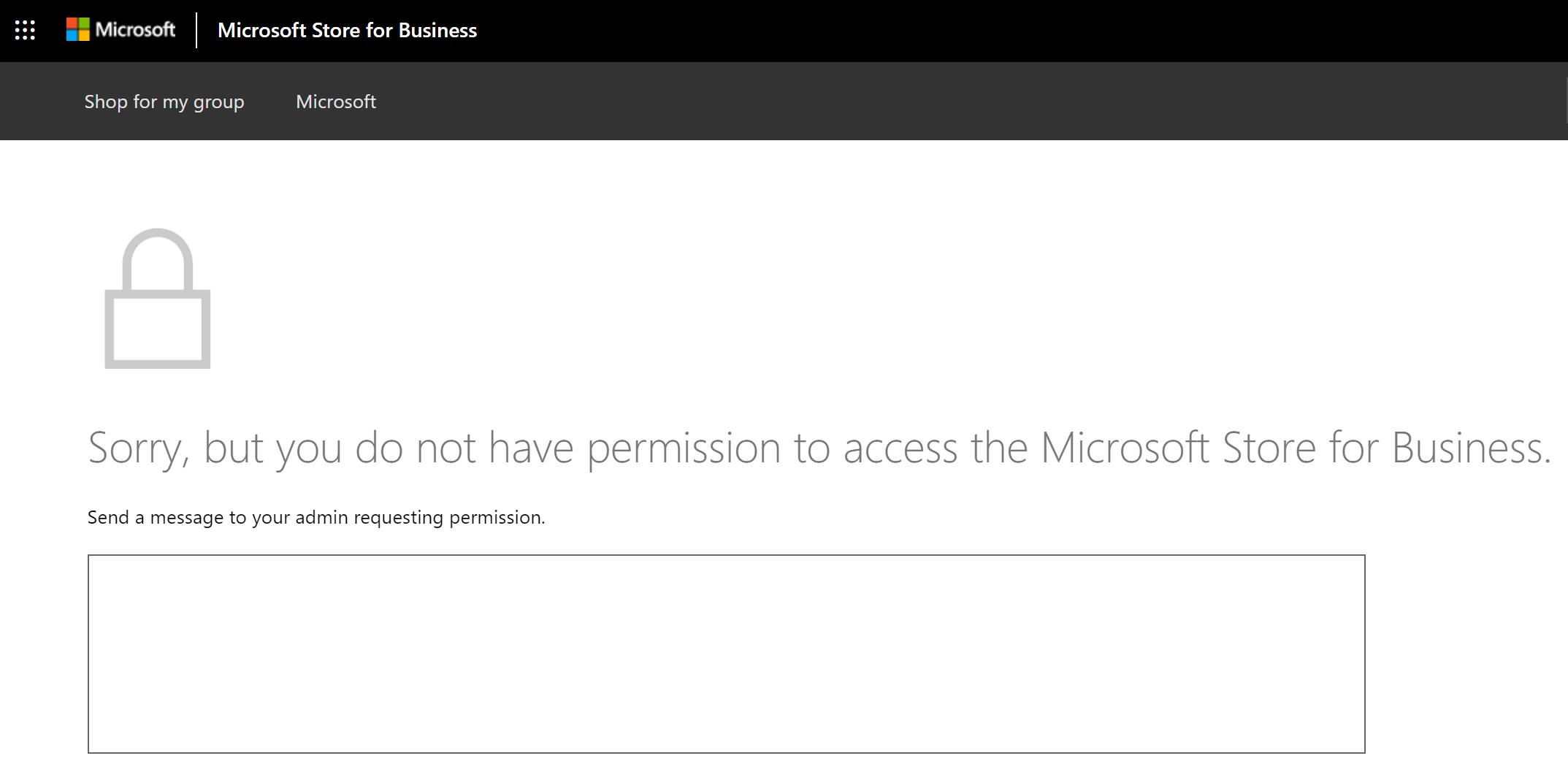 Screenshot of MSfB permission required page.