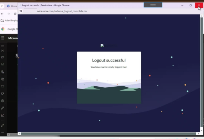 Screenshot of the logout successful window.