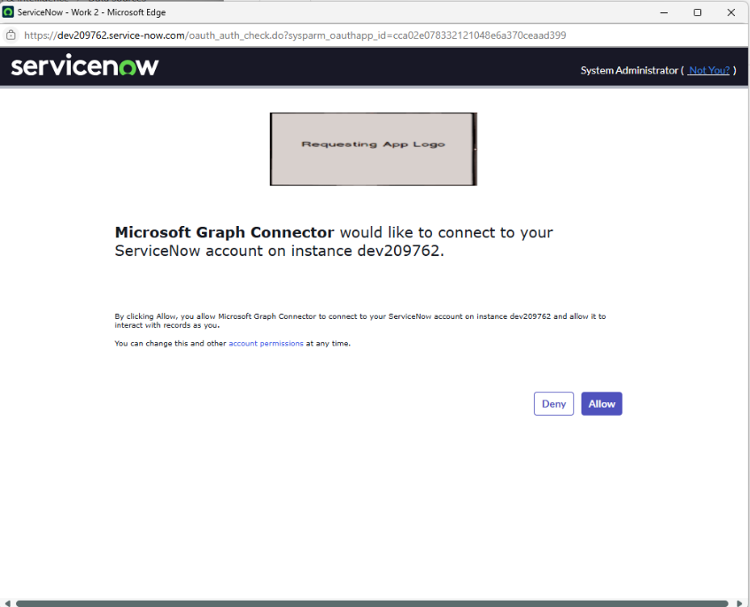 Screenshot of the Oauth configuration window.