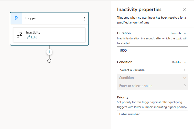 Configure inactivity trigger