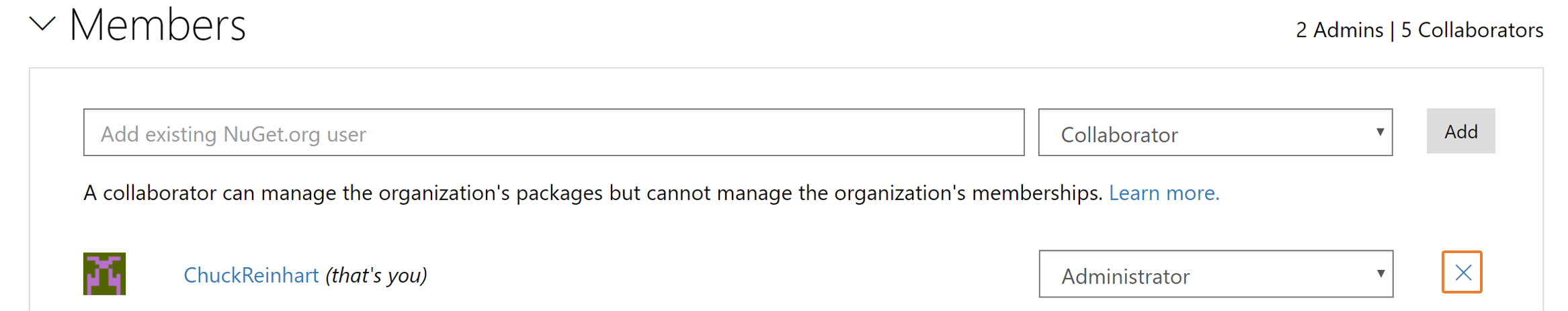 Removing a user account from an organization