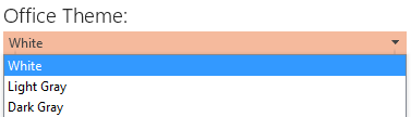 Office theme dropdown list.