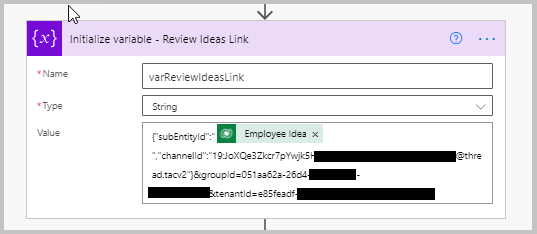 Initialize ReviewIdeasLink variable.