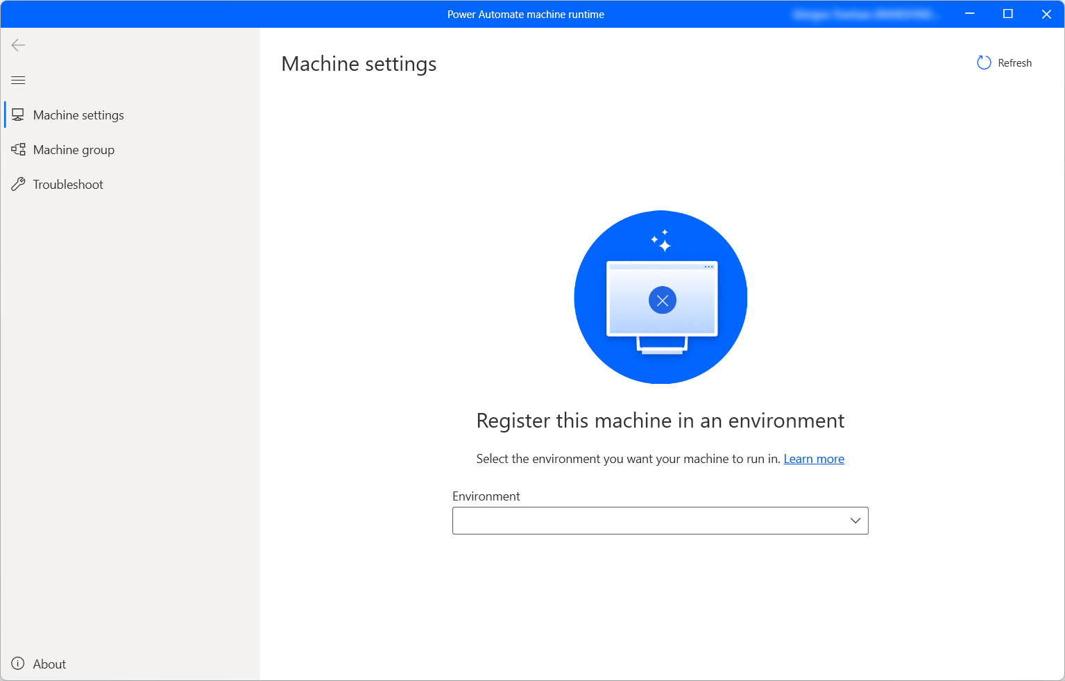 Screenshot of the Machine isn't registered message.