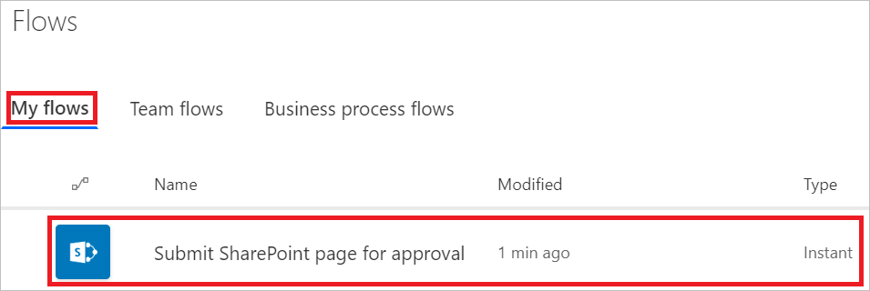 My flows menu item Screenshot that shows the My flows menu item.