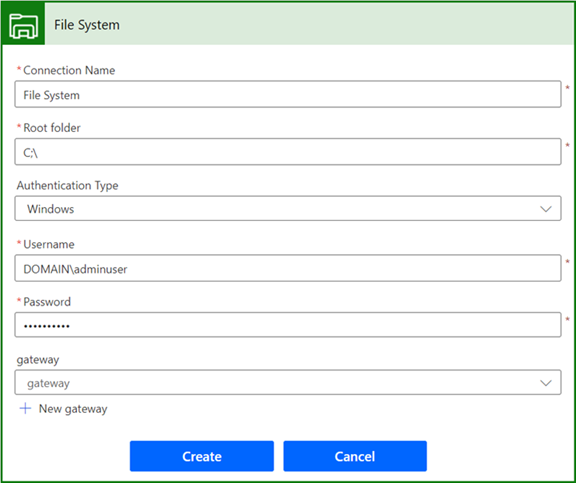 Screenshot that shows how to add a new connection.