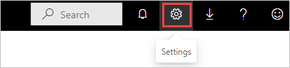 Screenshot shows the Settings cog icon in the Power BI service.