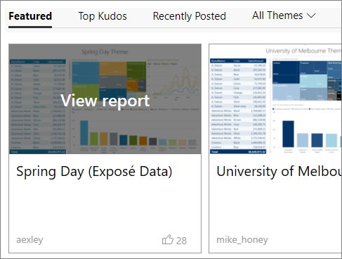 Screenshot of a Theme Gallery report option.