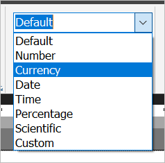 Screenshot of number format options.