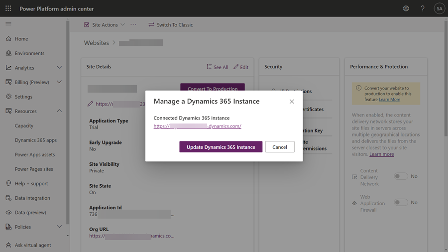 Update your Dynamics 365 instance.