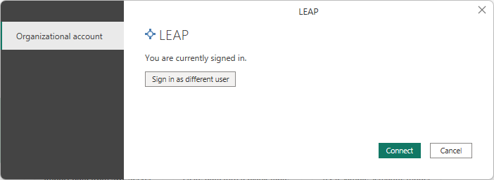 Screenshot of the user signed in and ready to connect.