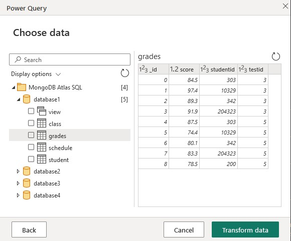 Screenshot of the online Navigator where you choose the data you want to transform.