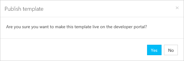 Screenshot that shows where you select Yes to make the template live.