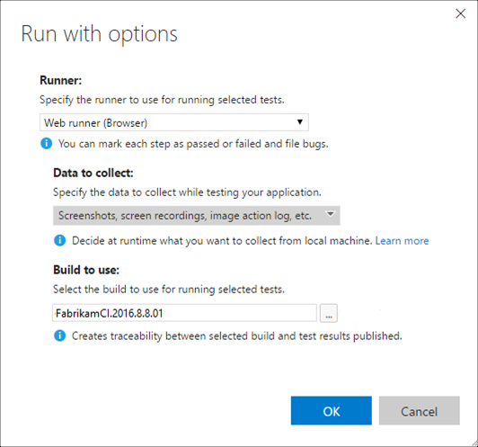 Selecting the build to include a link to in the results