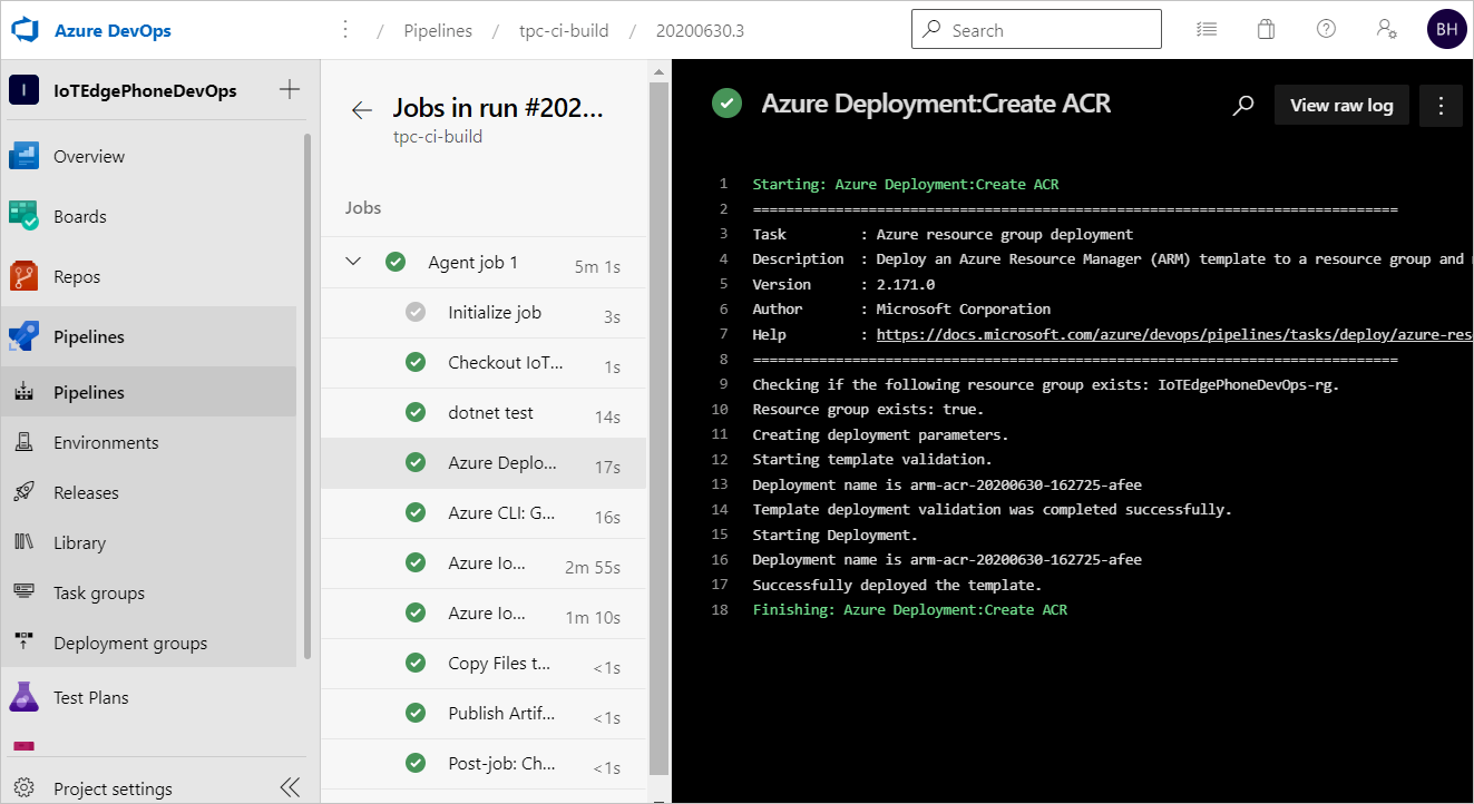 Review the job's log output