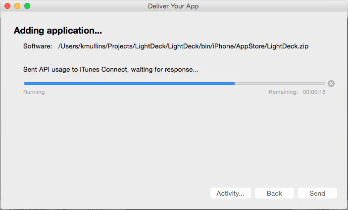 The application being validated against the App Store