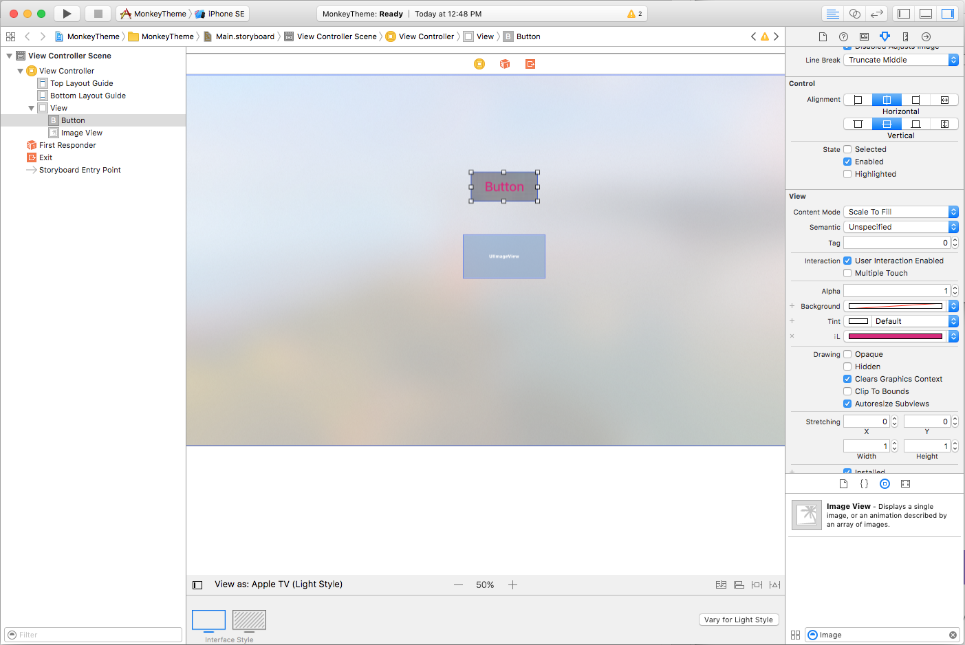The theme displayed in Interface Builder