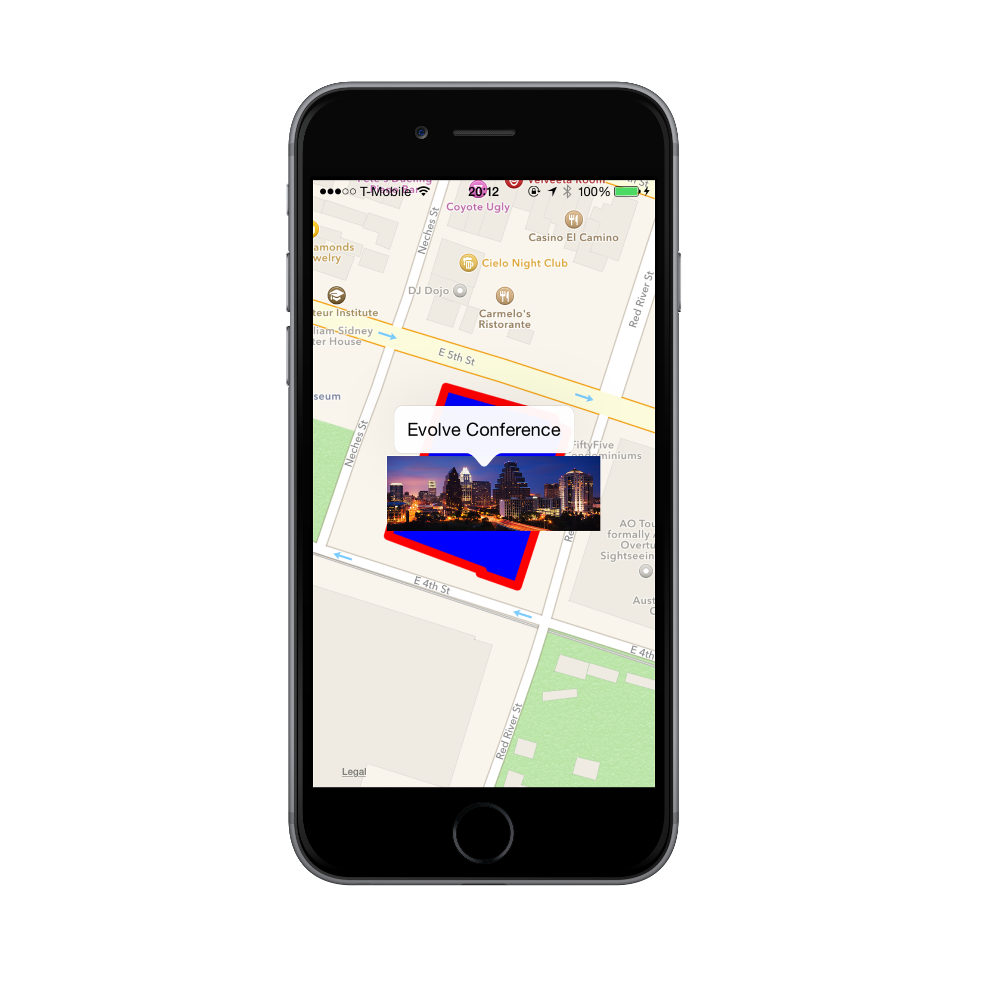 Tap on the annotation and the image of Austin is displayed