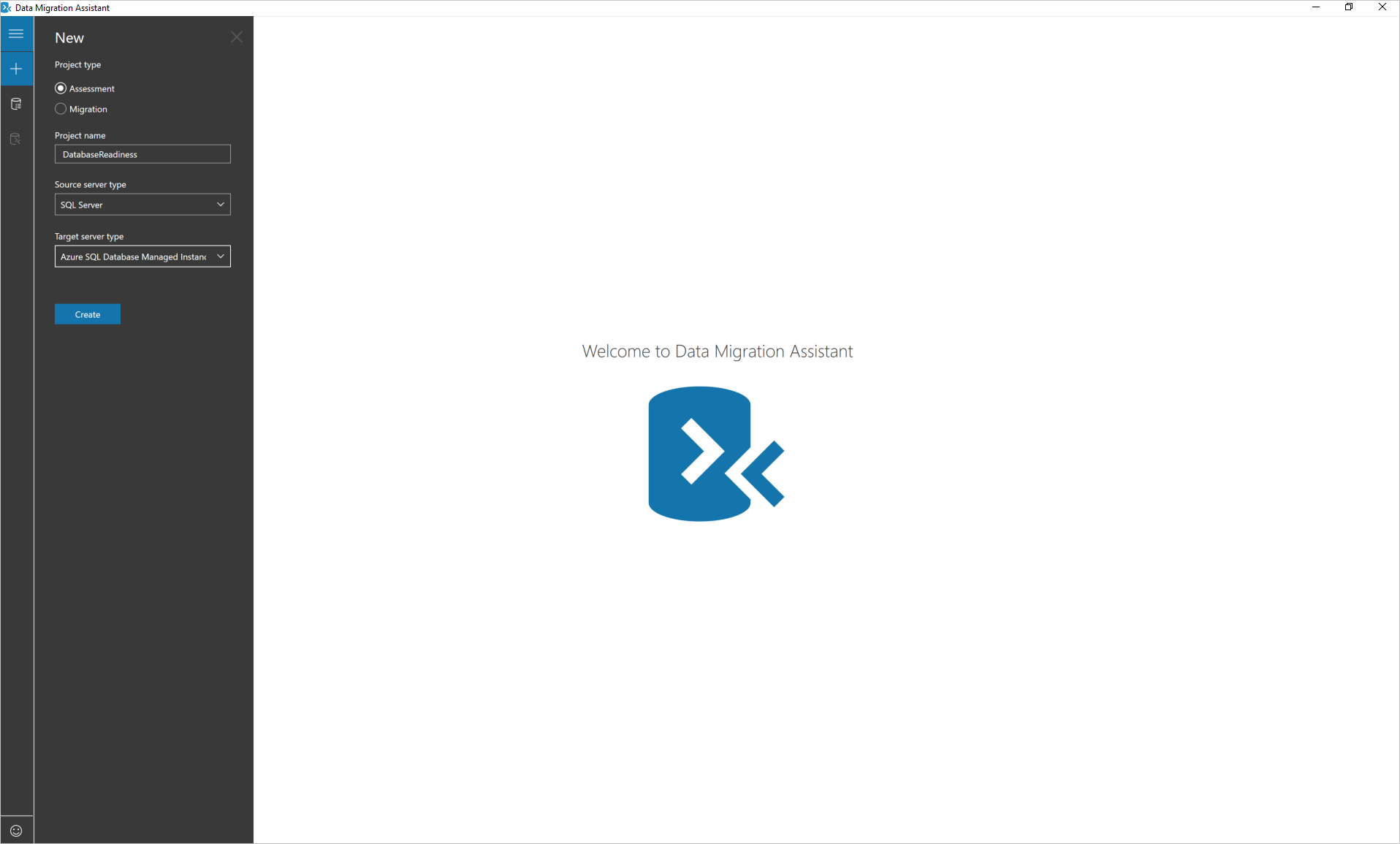 Azure Migrate - Data Migration Assistant interface