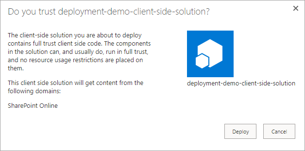 Screenshot of the Do you trust dialog.