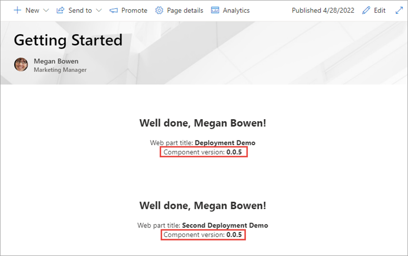 Screenshot of the web parts.