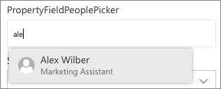 Screenshot of the PropertyFieldPeoplePicker control.
