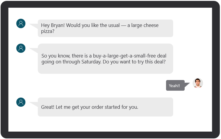 Screenshot of a chat where the agent uses exclamation points sparingly.