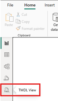 Screenshot shows the TMDL view (in Preview) in Power BI Desktop.