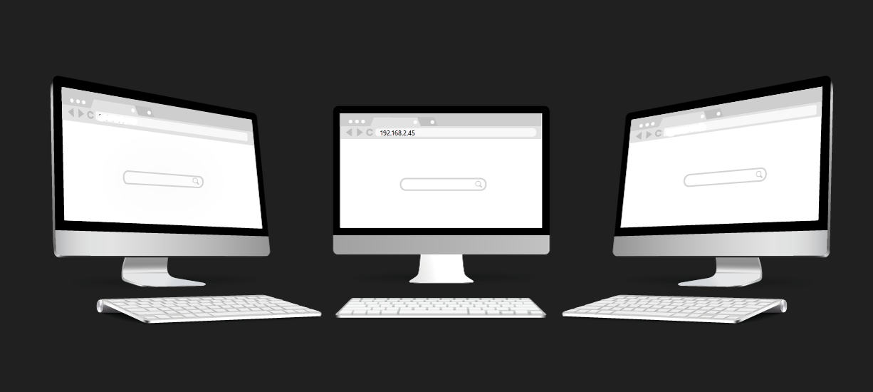 Diagram showing various computers with an IP Address underneath each one.