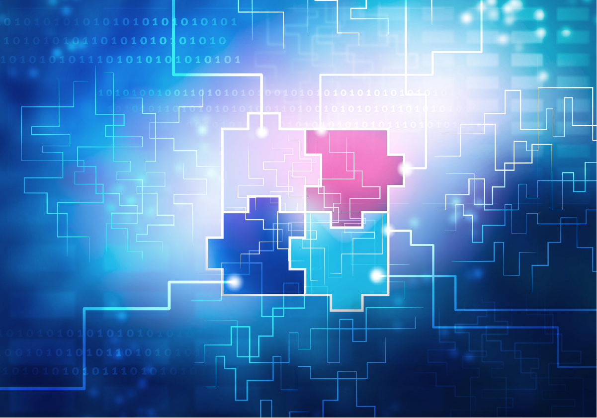 Diagram showing digital puzzle pieces.