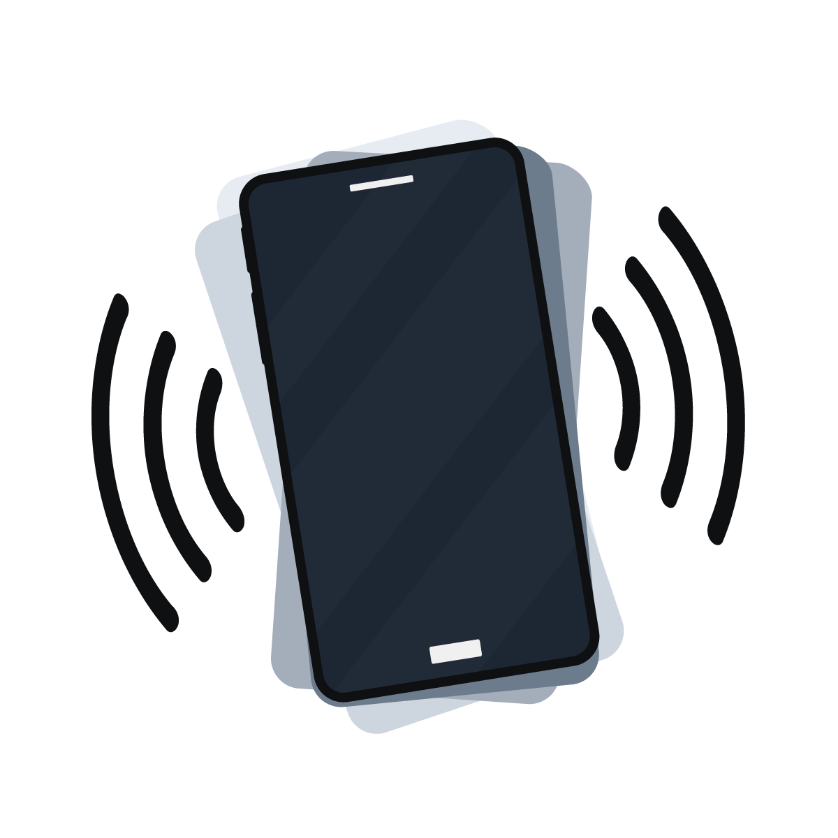 Diagram showing a vibrating mobile phone.