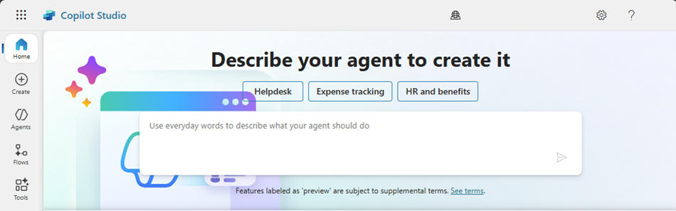 Screenshot of the Copilot Studio interface.