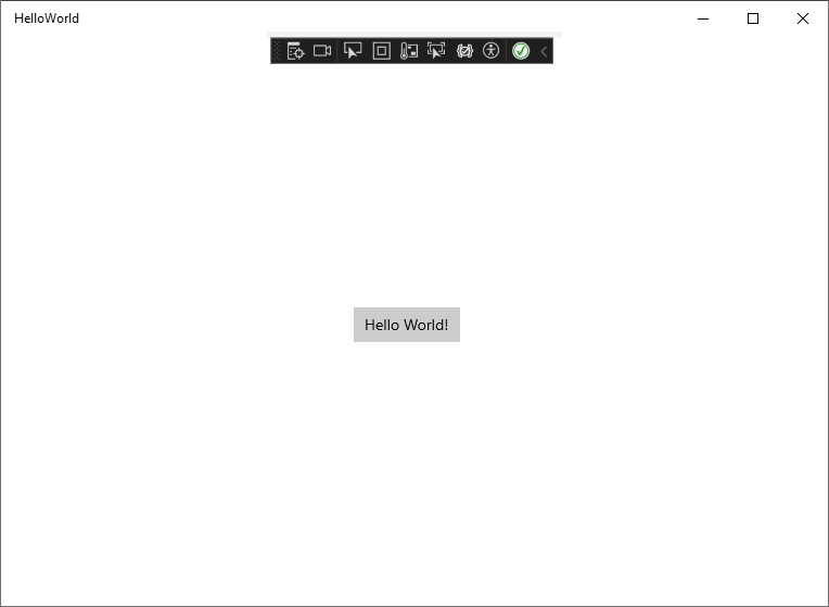 Screenshot showing the running UWP 'Hello World' application.