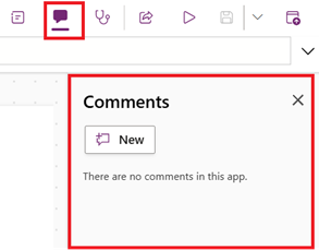 Screenshot that shows where the Comments app action is located and its menu where you can add a new comment.
