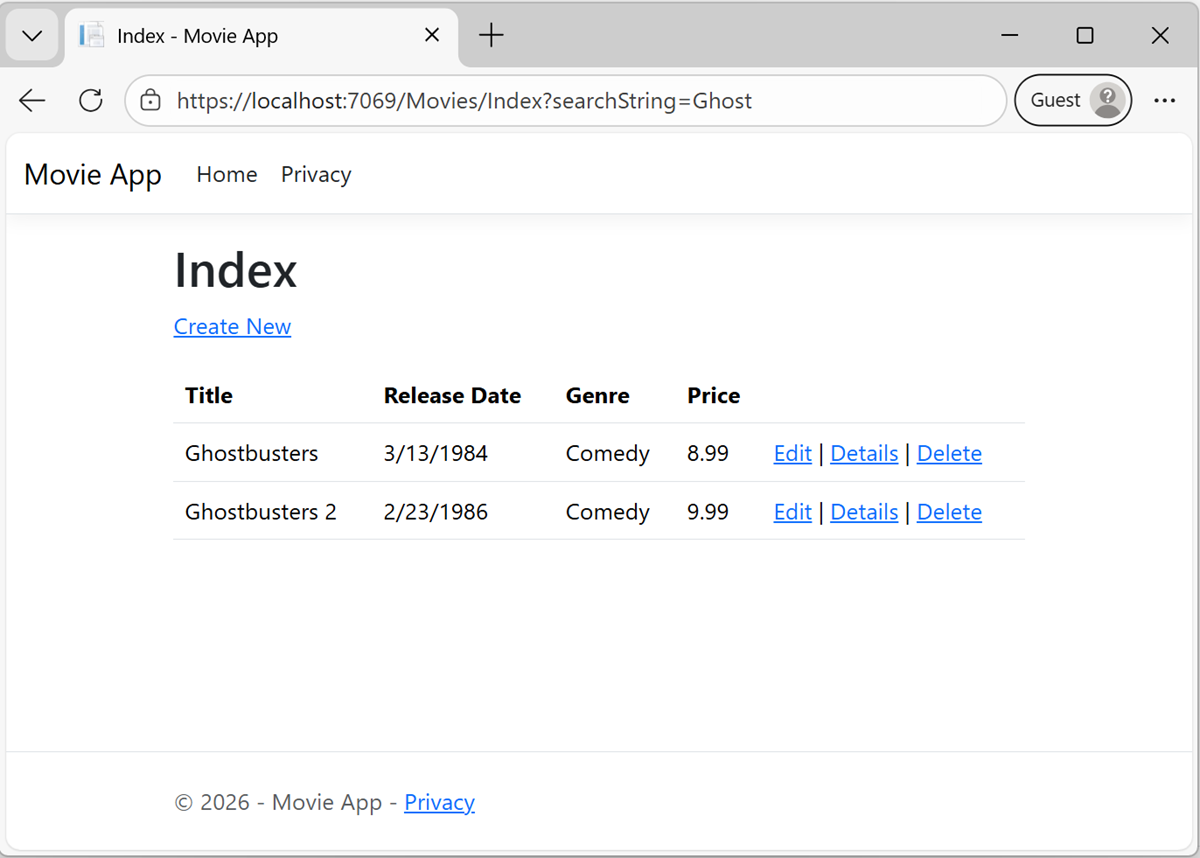 Index view.