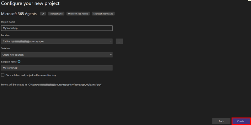 Screenshot shows the creation of Project name.