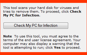 screen shot of virus message on red background