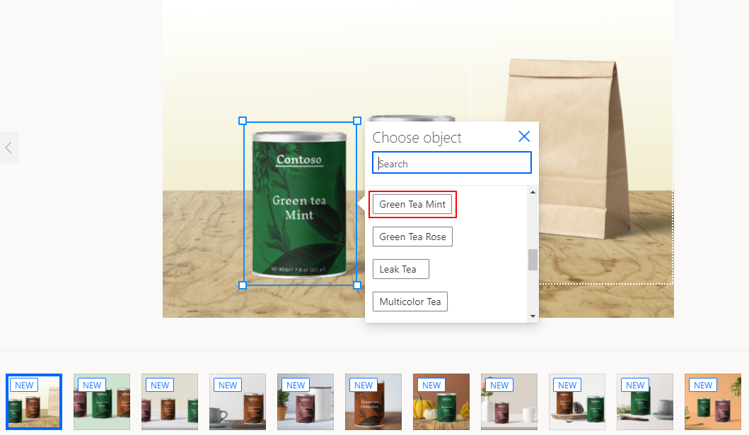 Choose object list Screenshot of Choose object list.