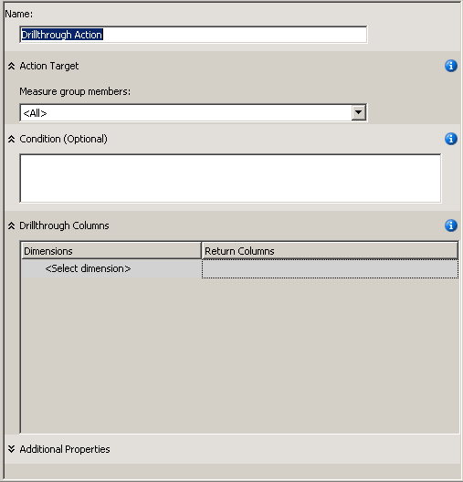 Blank Action template in the display pane Blank Action template in the display pane