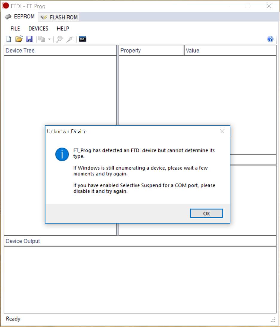 FT_PROG unknown device screen