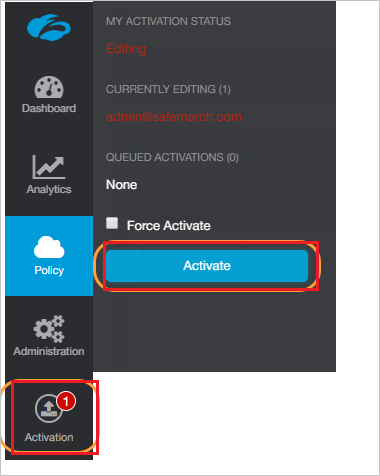 Screenshot shows the Configure User Authentication dialog box with Activate selected.